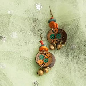 'Round Hoops' Bohemian Beaded Coconut Shell Earrings (Handcrafted & Hand-Painted)