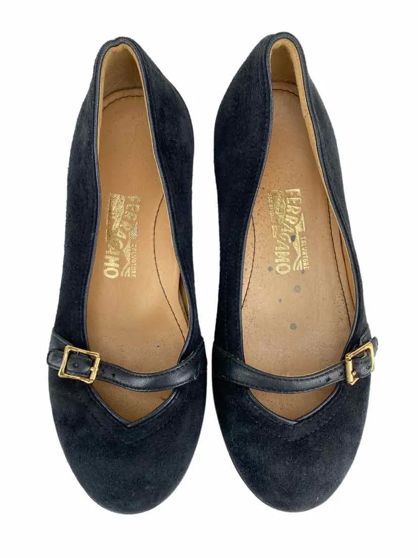 Salvatore Ferragamo, Girls' Audrey Mini Flat, Black, Size 29 IT (11.5 US)