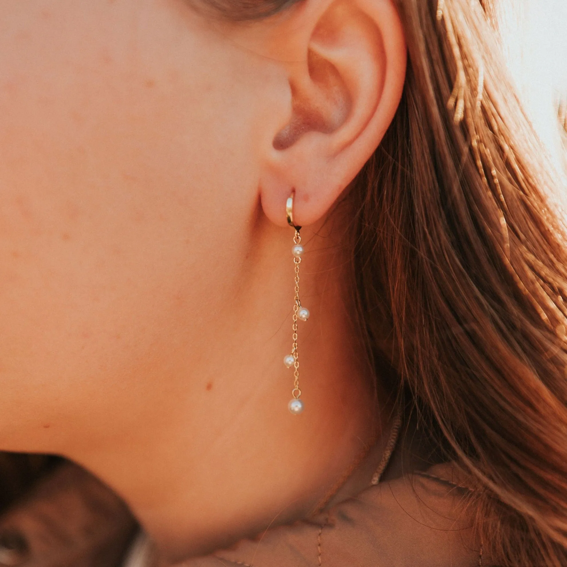 Santorini Pearl Dangle Hoops