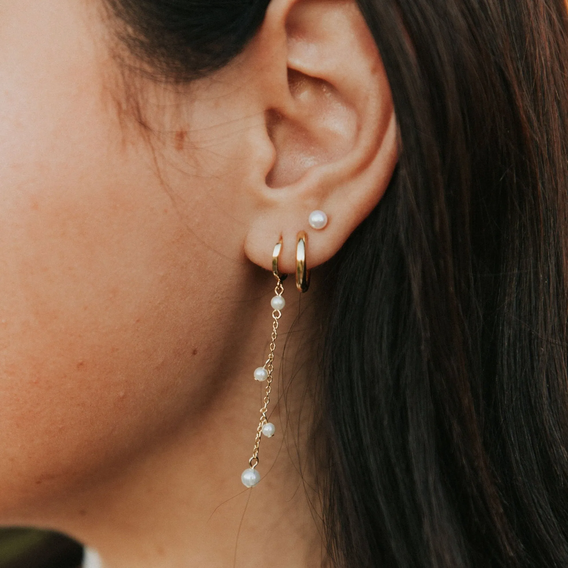 Santorini Pearl Dangle Hoops