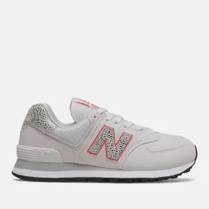 Scarpe Donna NEW BALANCE Sneakers 574 in Pelle Bianca e Corallo