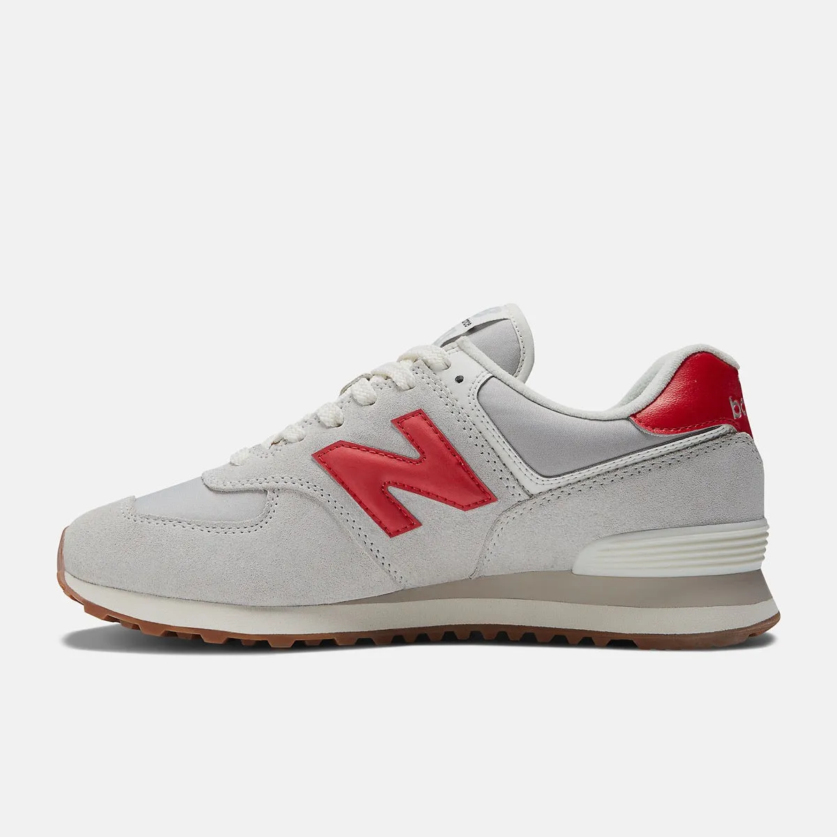 Scarpe Donna NEW BALANCE Sneakers 574 in Pelle colore White e Red