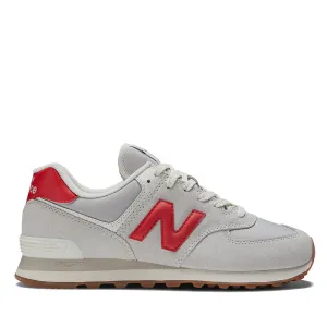 Scarpe Donna NEW BALANCE Sneakers 574 in Pelle colore White e Red