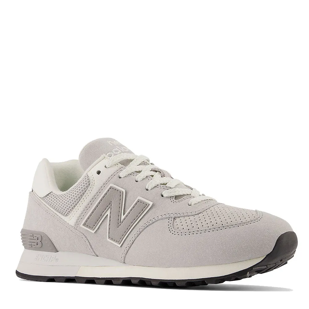 Scarpe Unisex NEW BALANCE Sneakers 574 in Pelle colore Rain Cloud e White