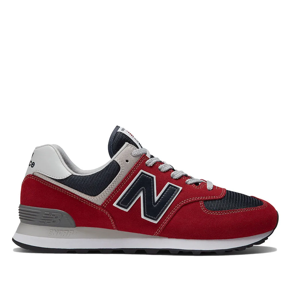 Scarpe Uomo NEW BALANCE Sneakers 574 in Mesh e Suede colore Red e Navy