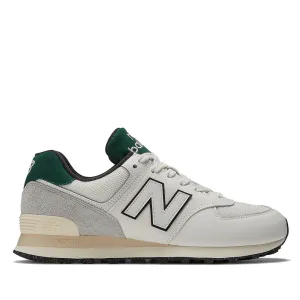 Scarpe Uomo NEW BALANCE Sneakers 574 in Pelle e Mesh colore White e Green