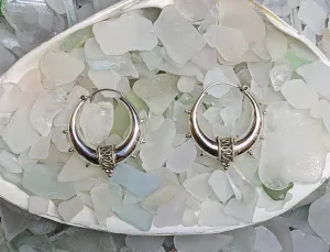 Silver Tribal Hoop Earrings