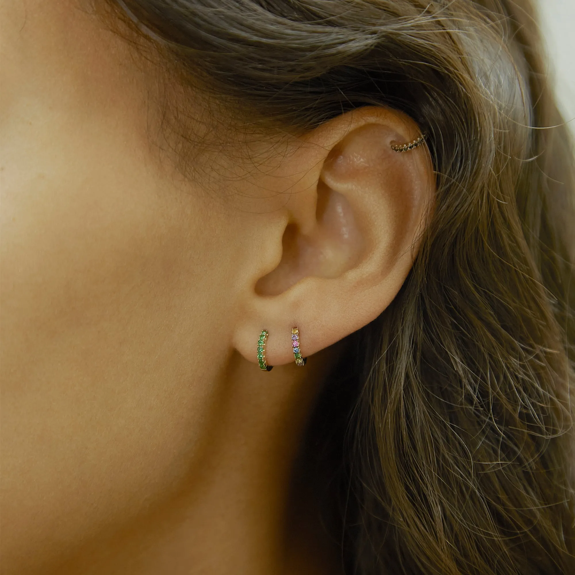 Small Rainbow Huggie Hoops