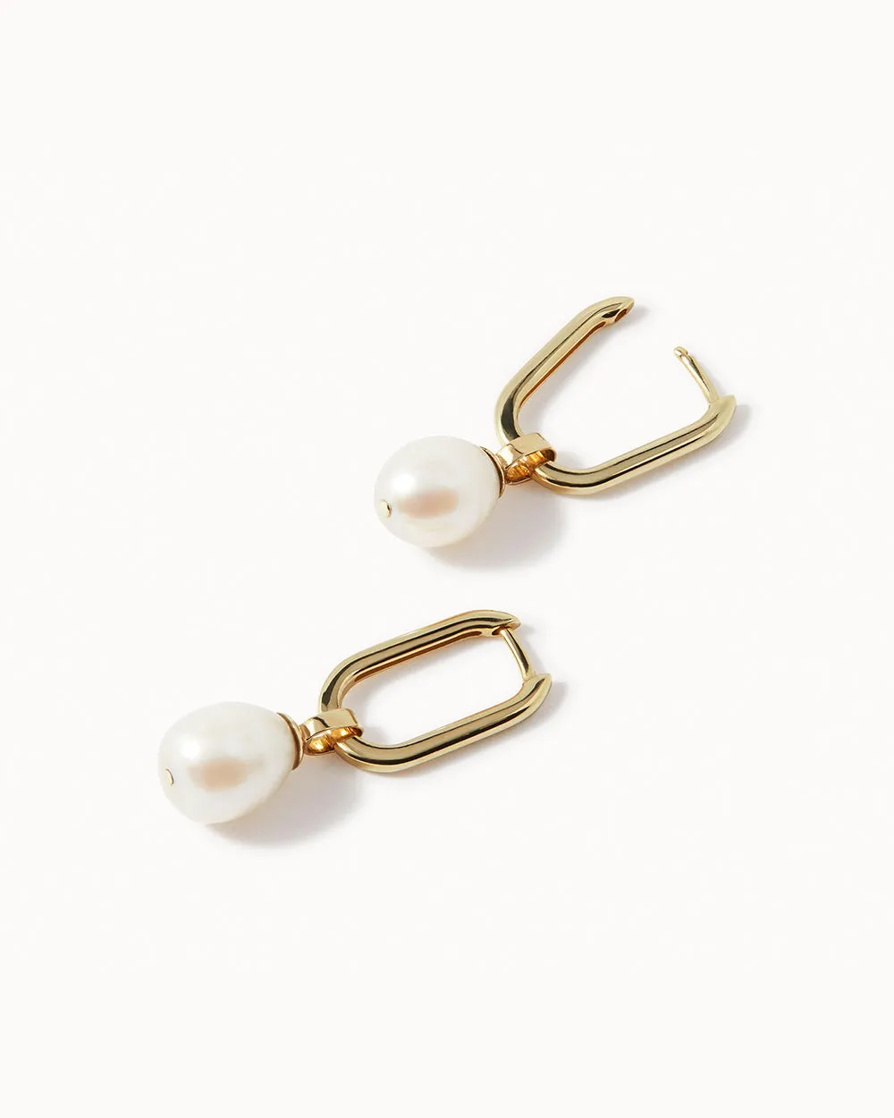 Solid Gold Pearl Hoop Earrings