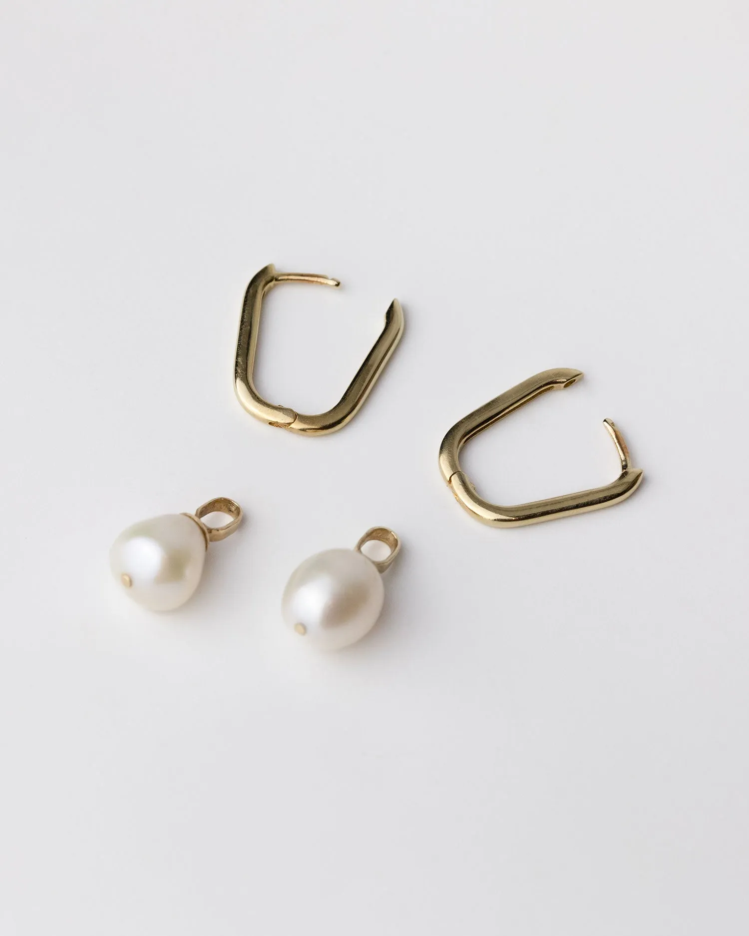 Solid Gold Pearl Hoop Earrings