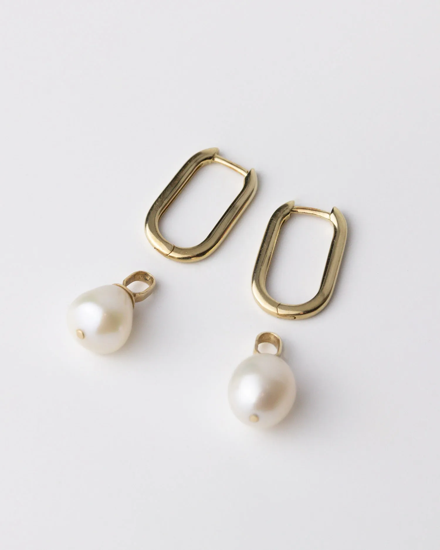 Solid Gold Pearl Hoop Earrings