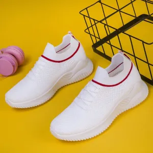 Spring And Summer Flying Woven Breathable Mesh Ladies Casual Sports Shoes