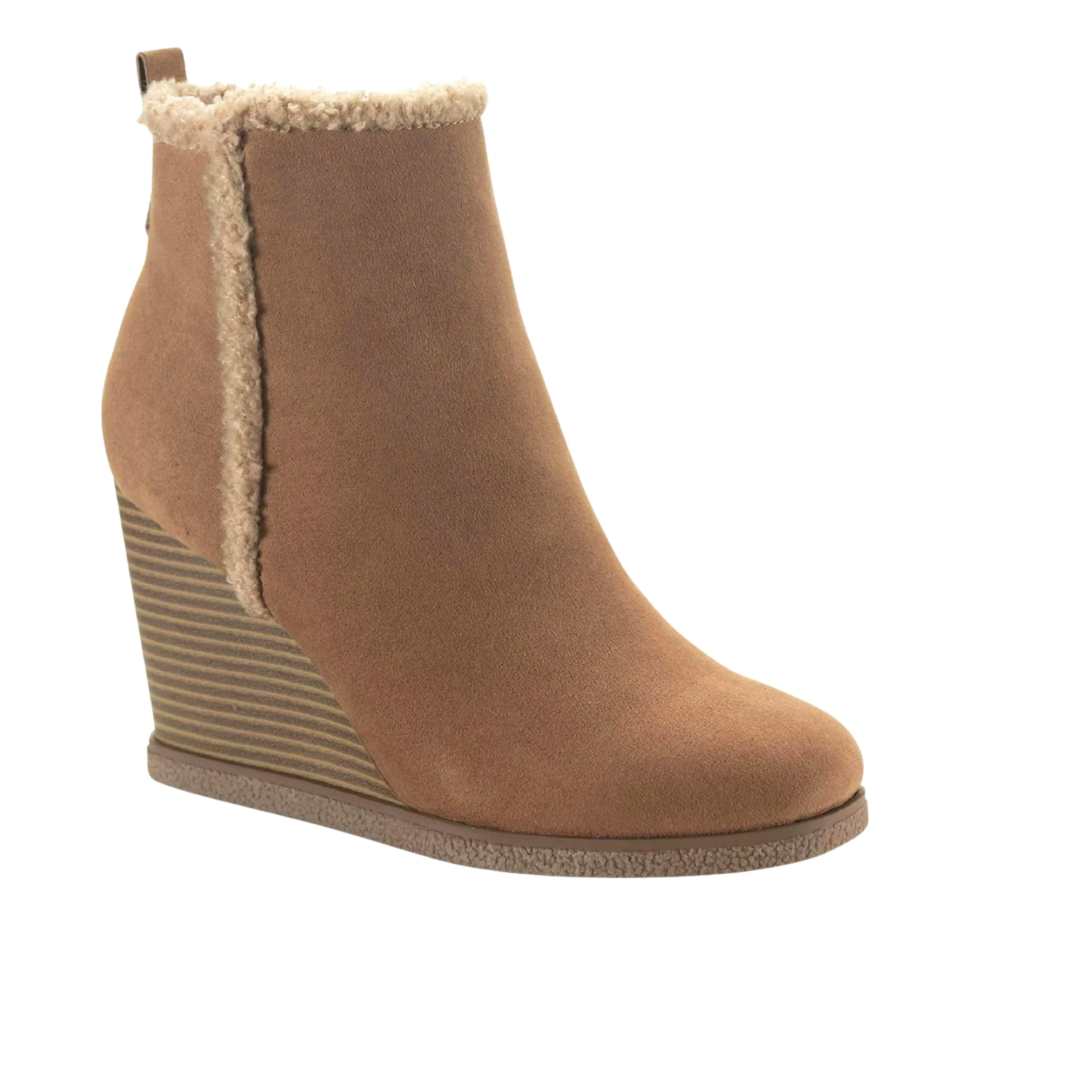 SUN STONE - Camillia F Faux Suede Ankle Wedge Boots