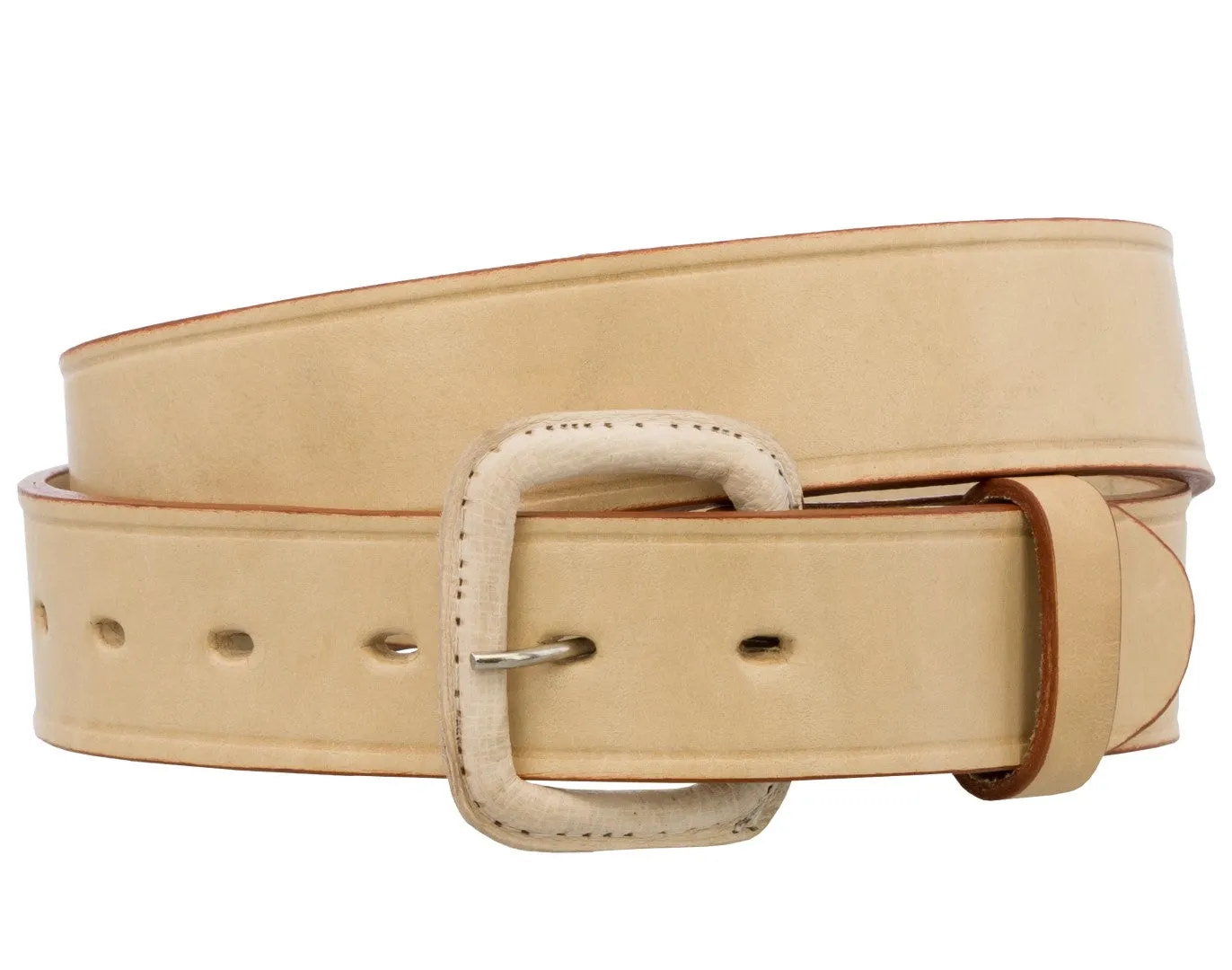 Tan Western Wear Cowboy Belt Solid Leather - Removable Buckle