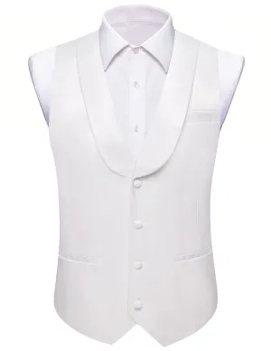 Ties2you Tuxedo Vest Pure White Solid Button Shawl Collar Dress Vest for Men