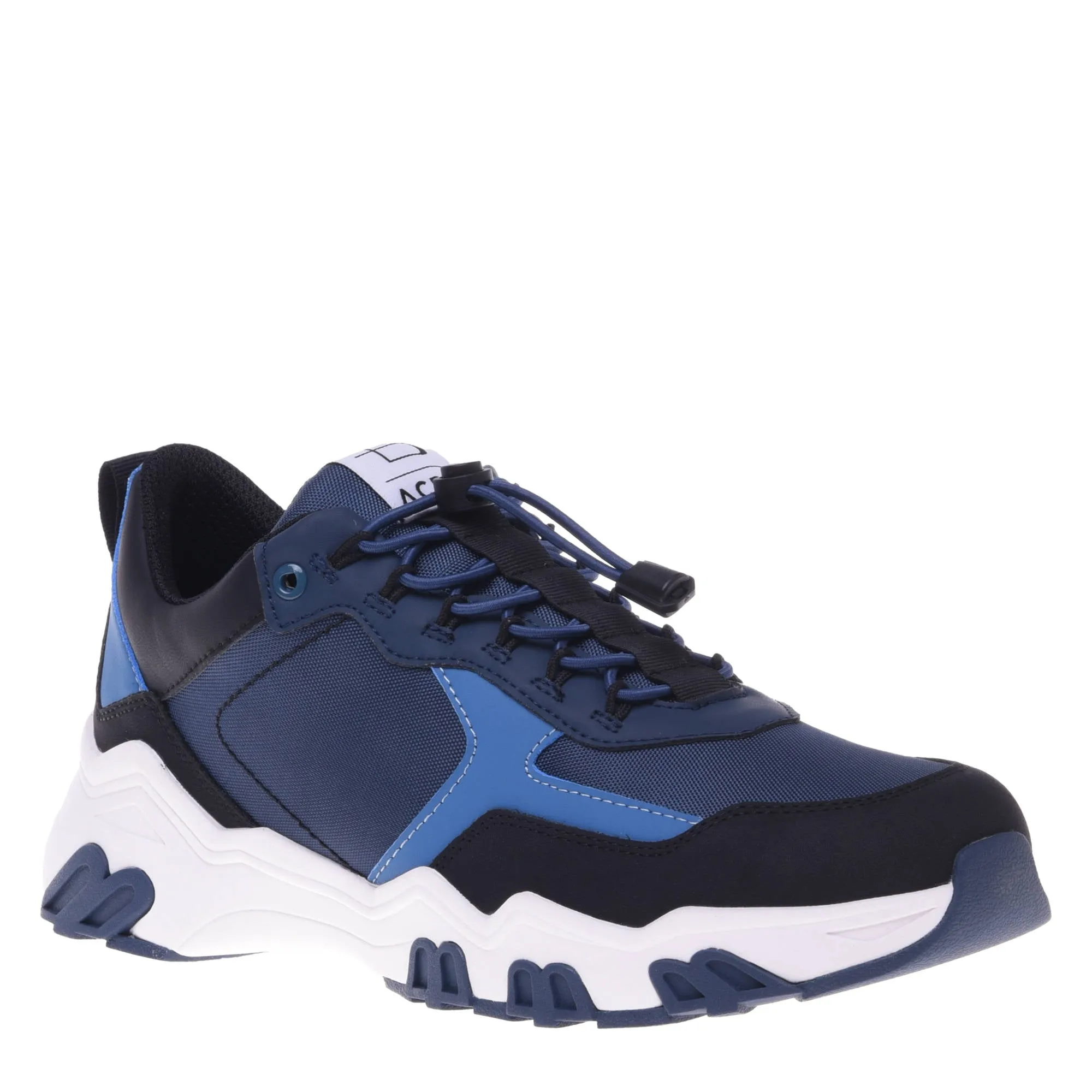 Trainers in black and blue eco-leather