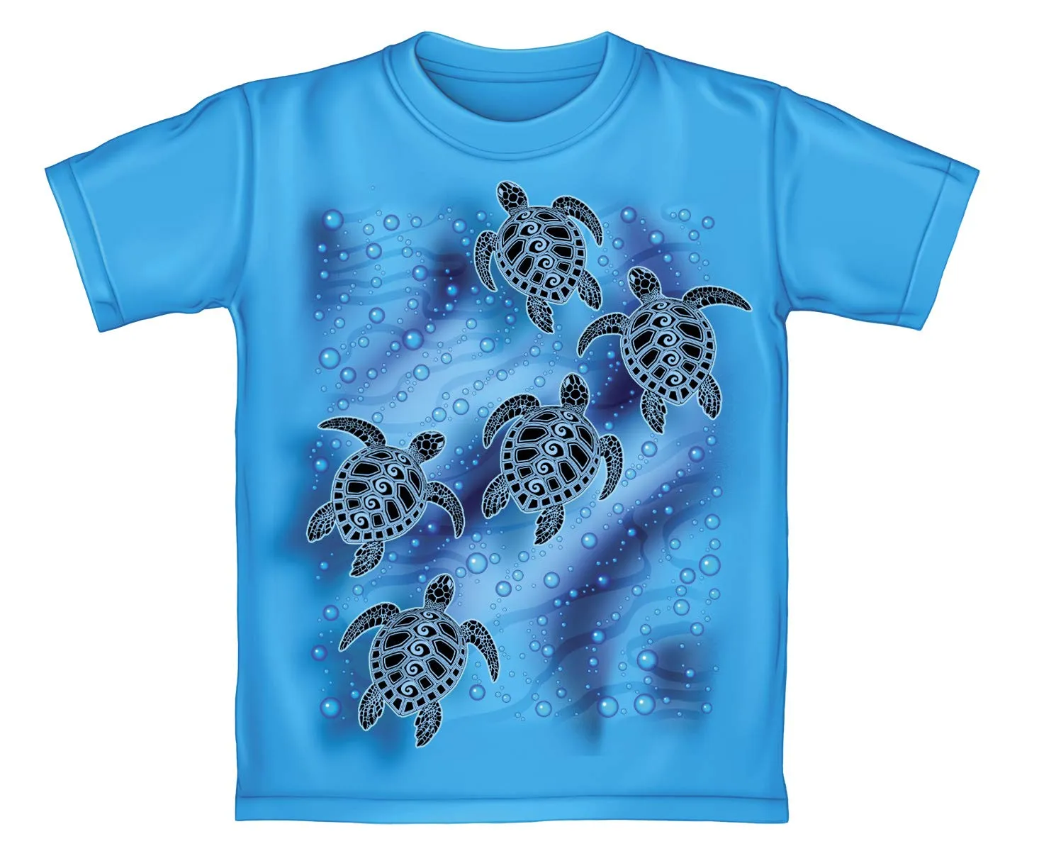 Tribal Sea Turtles Adult Turquoise Tee Shirt (Adult XL