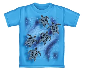 Tribal Sea Turtles Adult Turquoise Tee Shirt (Adult XL