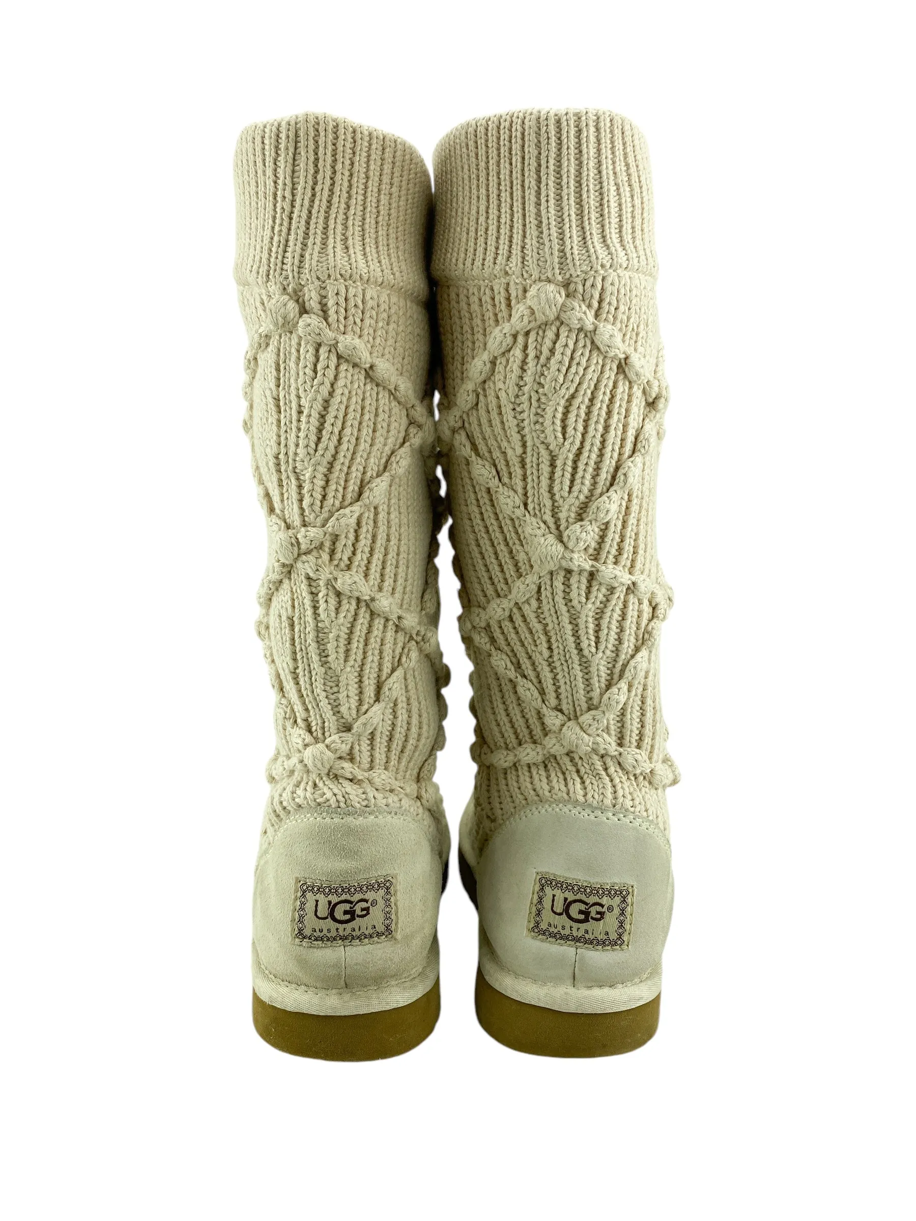 UGG Women's Argyle Knit Sweater Boot Cream Size 8