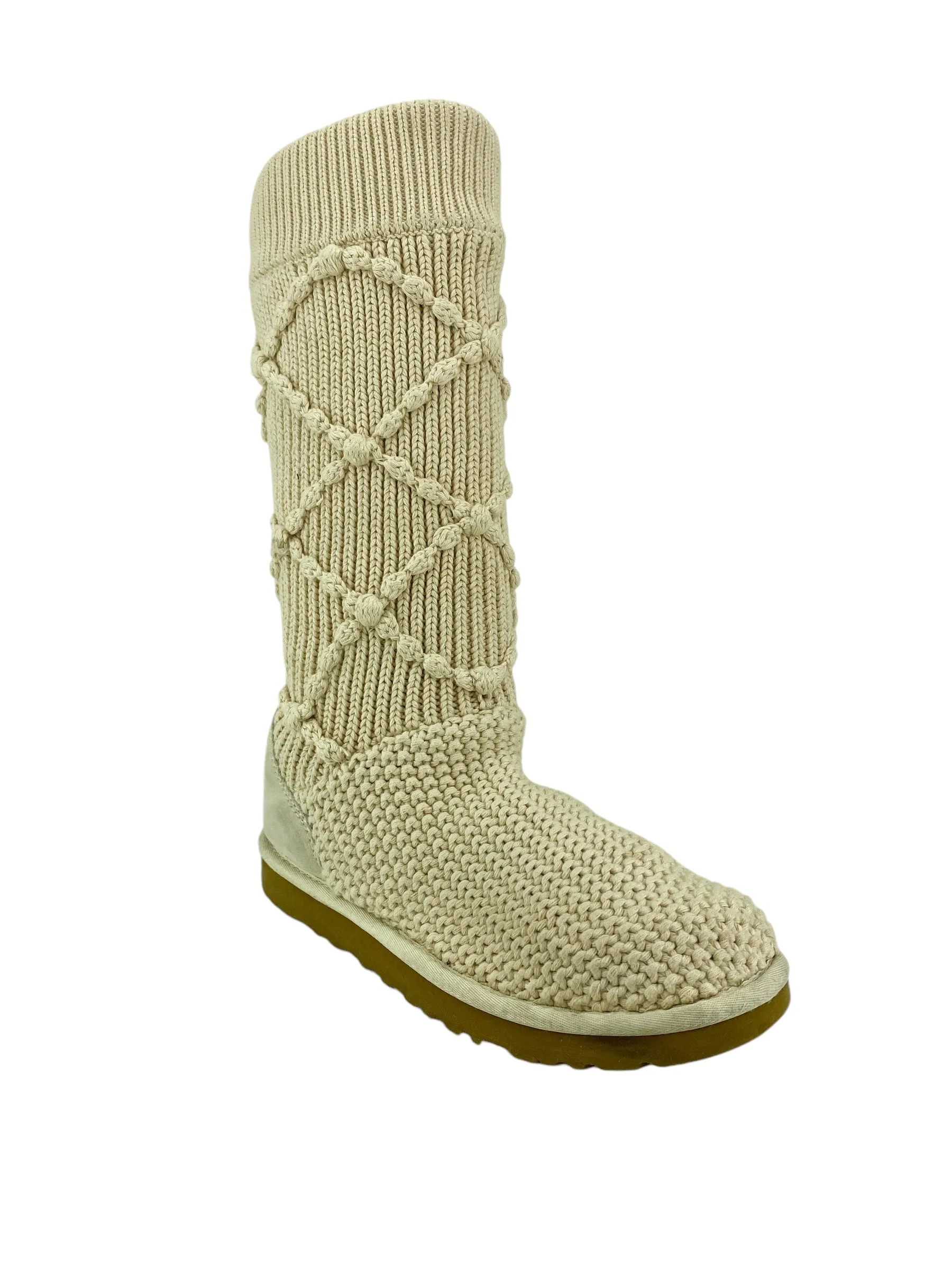 UGG Women's Argyle Knit Sweater Boot Cream Size 8