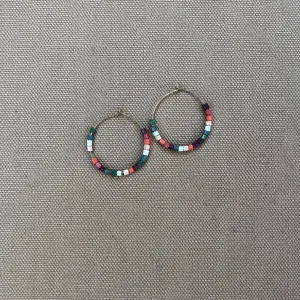 Victoria Mixed Beaded Hoop Earrings, Port