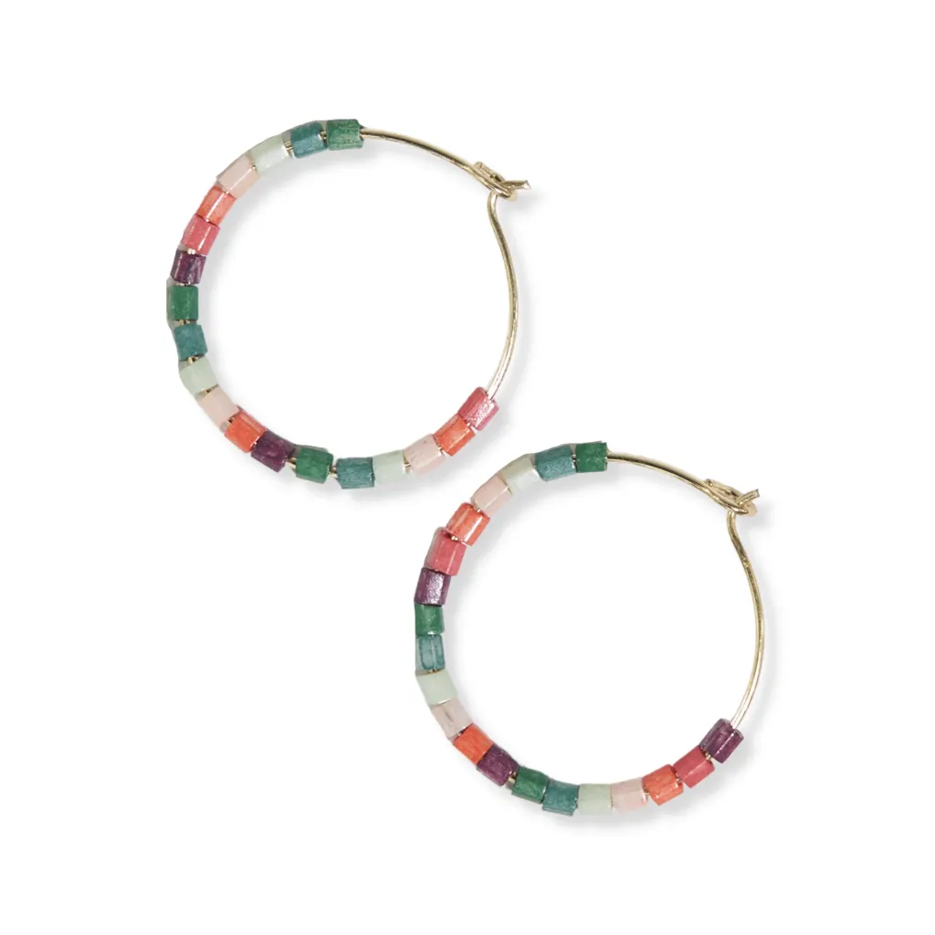 Victoria Mixed Beaded Hoop Earrings