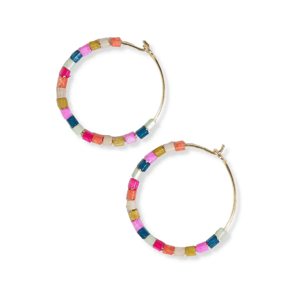 Victoria Mixed Beaded Hoop Earrings