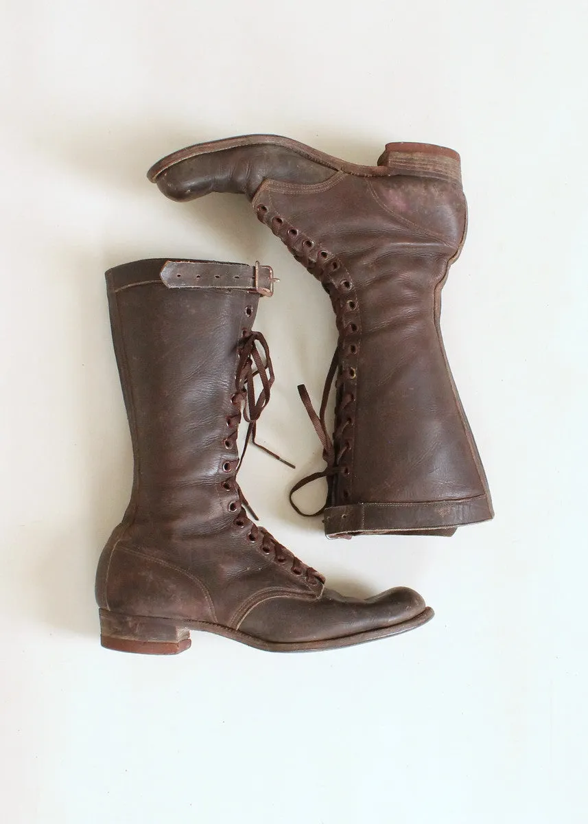 Vintage 1930s Chippewa Tall Lace Up Work Boots