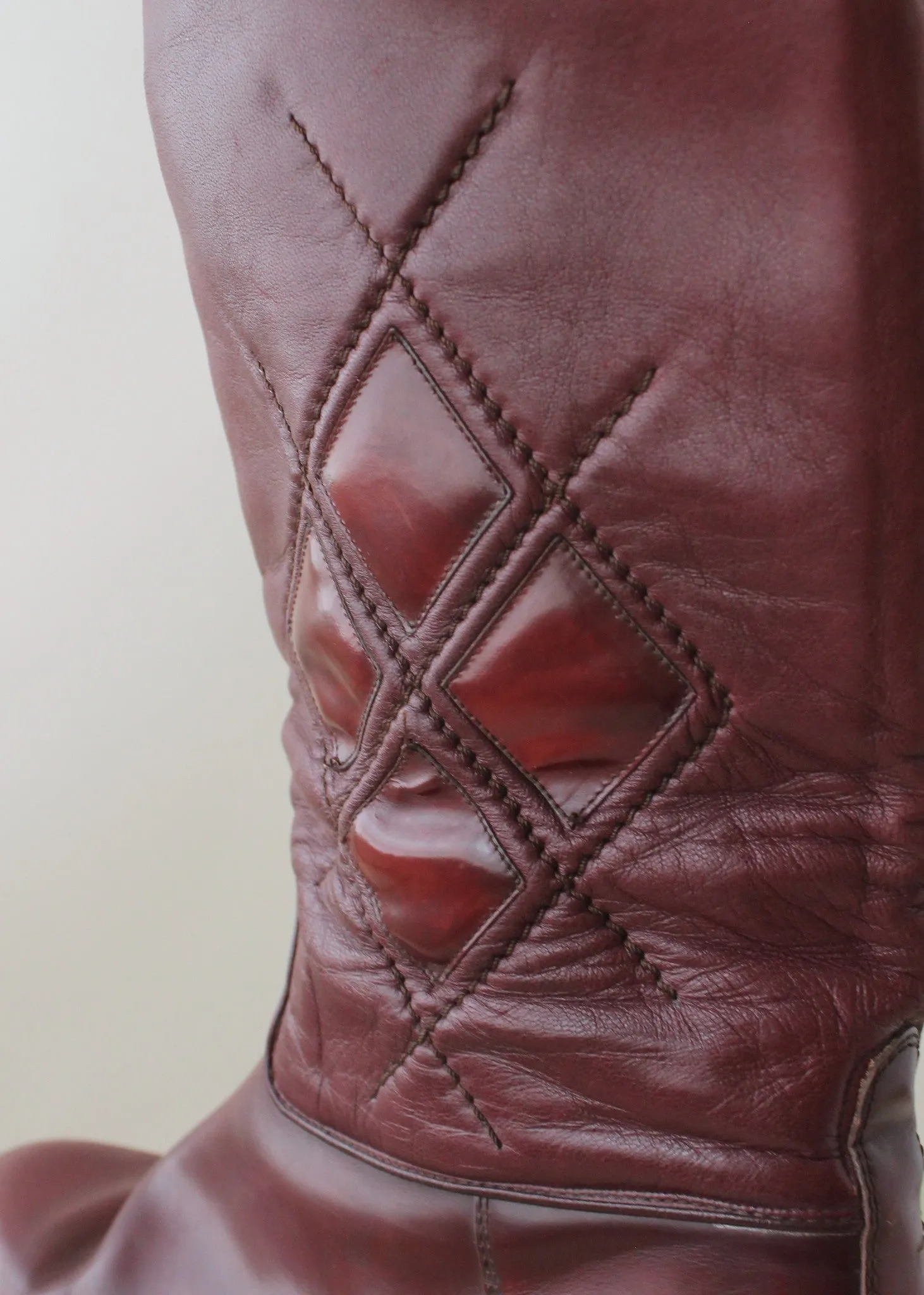 Vintage 1960s Mens MOD Stitched Leather Boots