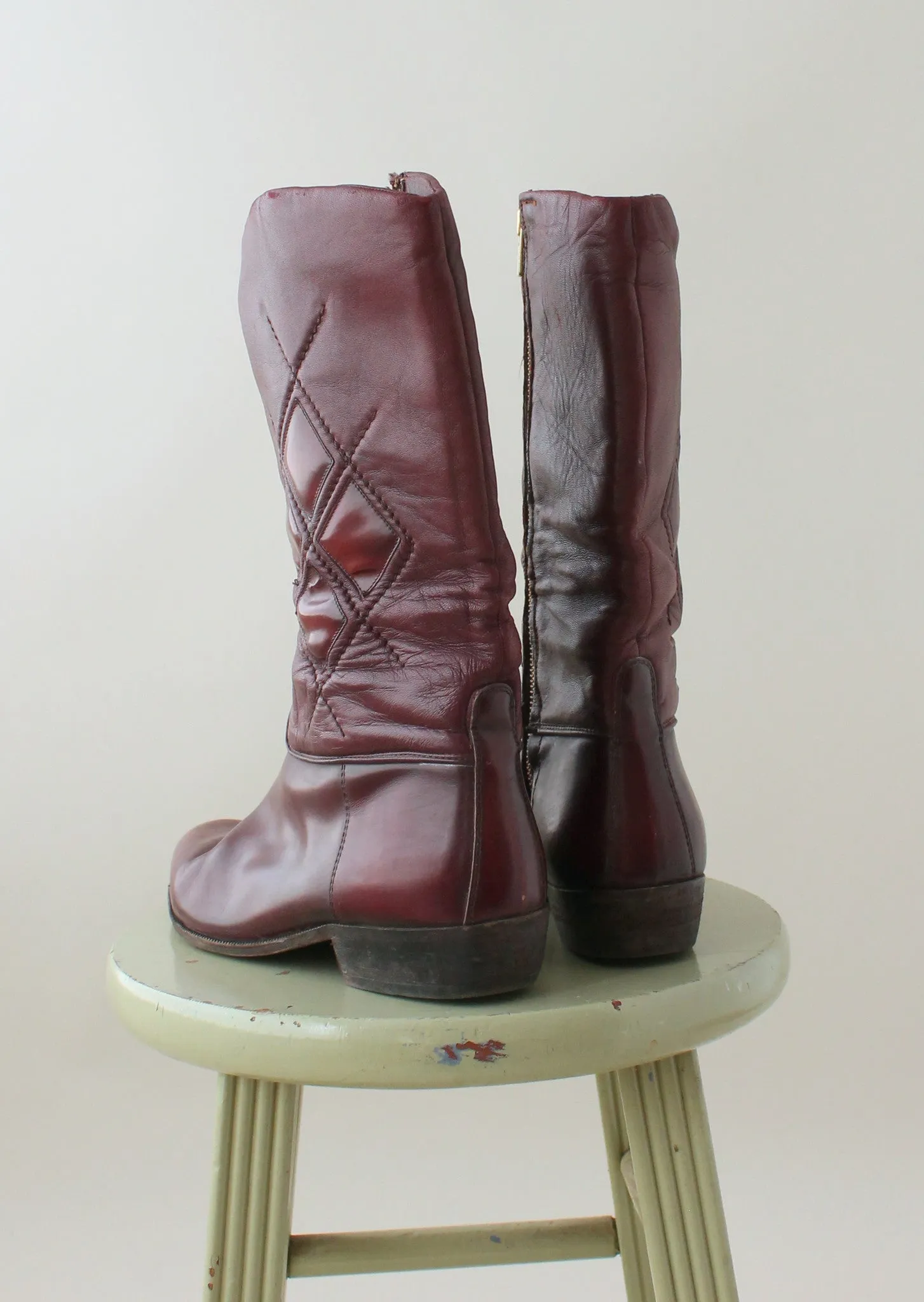 Vintage 1960s Mens MOD Stitched Leather Boots