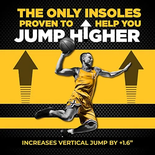 VKTRY Gold Performance Insoles–Customized Carbon Fiber Inserts, Non-Cleated Shoes–Basketball, Volleyball, Racquet Sports, Running & More–Run Faster, Jump Higher, Recover Quicker, Protect from Injury