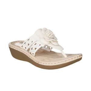 WHITE MOUNTAIN - Cut Out Floral Accent Cushioned Round Toe Slippers