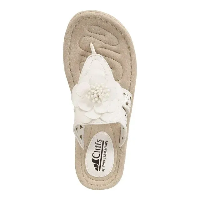 WHITE MOUNTAIN - Cut Out Floral Accent Cushioned Round Toe Slippers