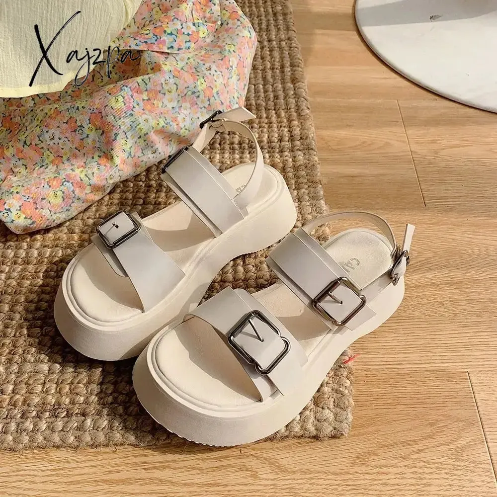 Xajzpa - Fashion platform sandals women summer shoes buckle Slides casual sandals women's sports shoes sandale femme