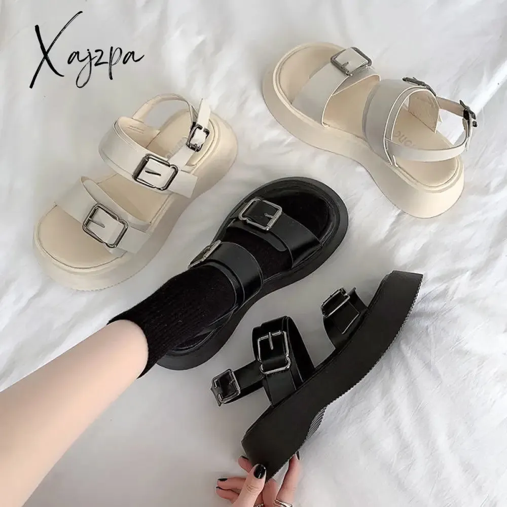 Xajzpa - Fashion platform sandals women summer shoes buckle Slides casual sandals women's sports shoes sandale femme