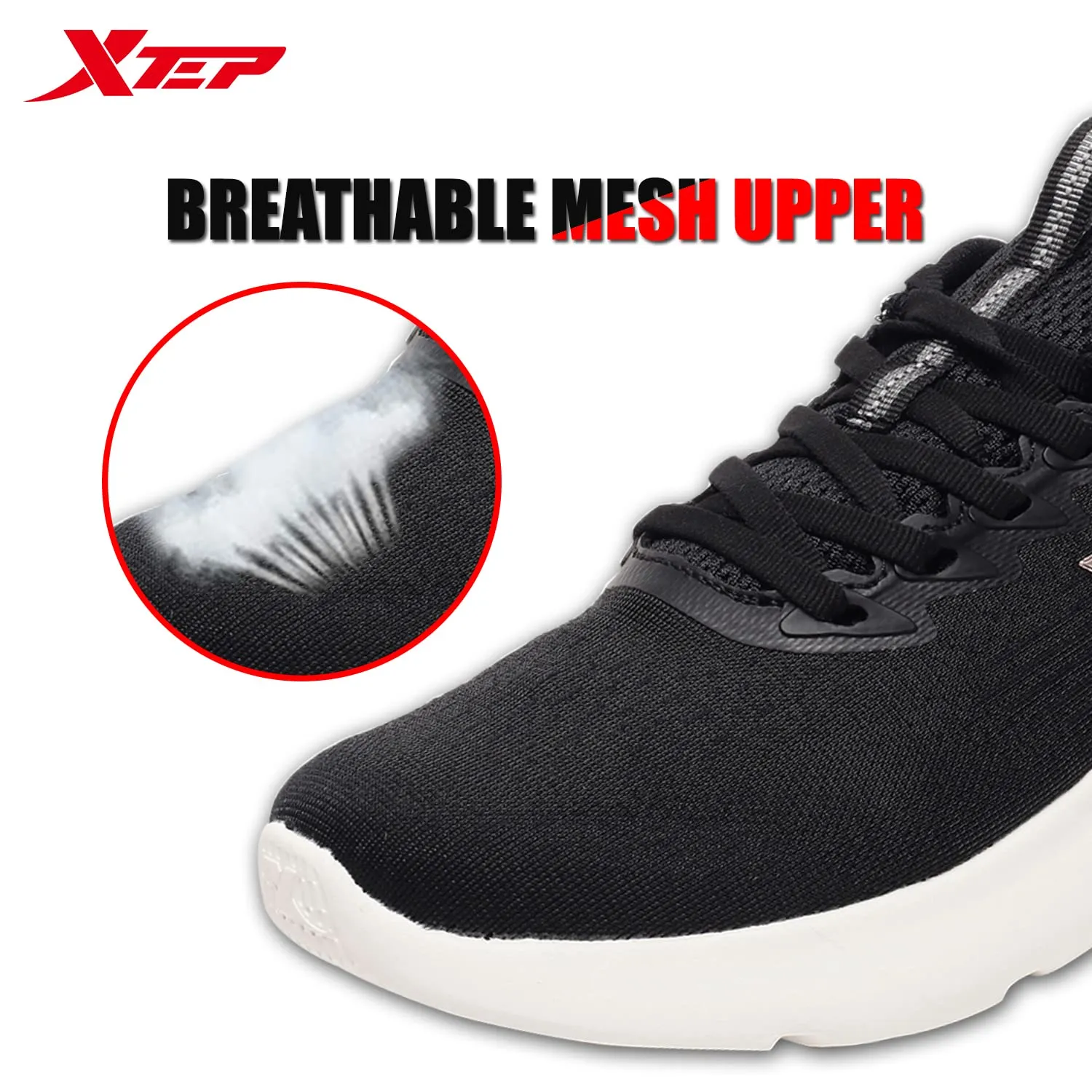 XTEP Women's Black Mesh Upper Lightweight Sports Running Shoes (3.5 UK)