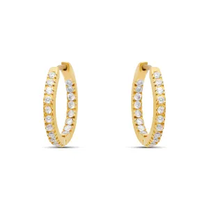 Zirconia Hoop Earrings - 18 karat gold vermeil on sterling silver, zirconia stones